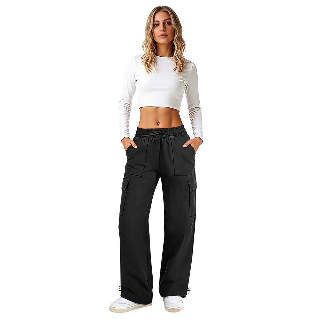 Women’s Loose Casual Pants – Quick-Dry Cargo Pants With Drawstring