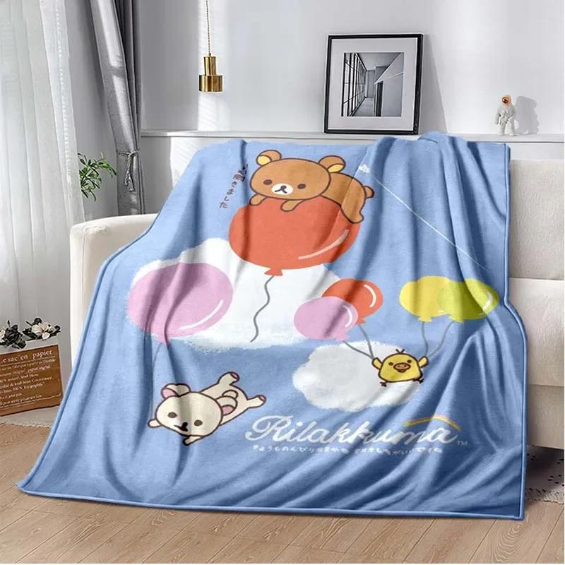 Cartoon Rilakkuma Anime Girls Throws Blanket for Baby Hiking Picnic Bed Super Soft Cute Kawaii Flannel Blanket Birthday Gift