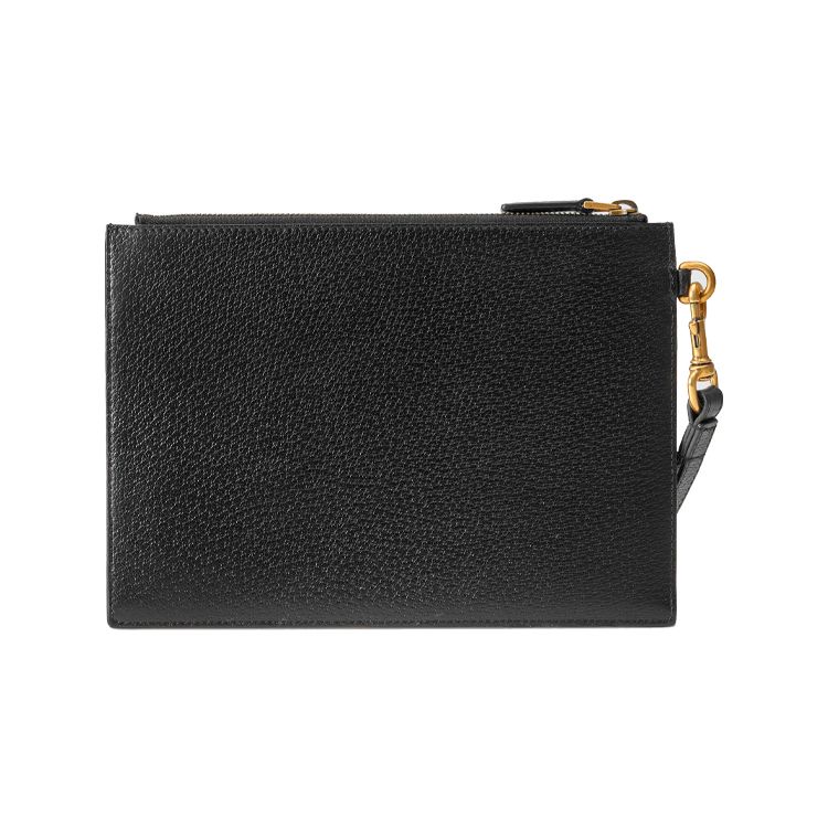 Gucci GG Marmont Gold Logo Grain Leather Clutch Men Clutch Black 658562-DJ20T-1000