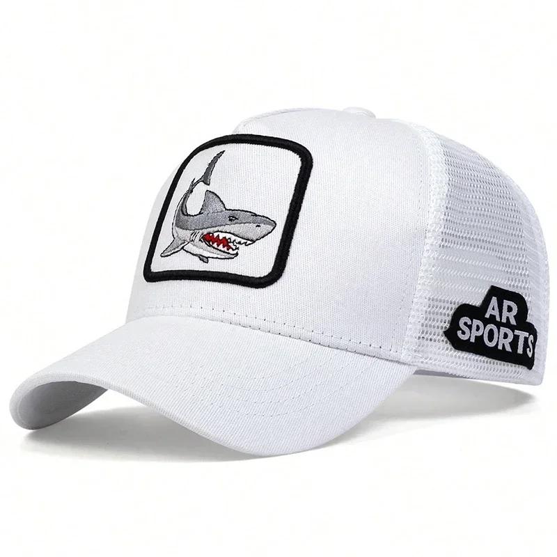 Unisex Shark Patch Embroidery Baseball Net Caps Spring Summer Outdoor Sunscreen Hat Adjustable Casual Trucker Hats
