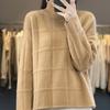 Autumn and Winter Short Sweater Women's Half High Neck Loose Solid Color Knitted Sweater Lazy Style Casual Pullover