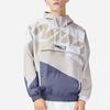 Li-Ning Sports Trend Series Large Logo Embroidery Color Block Loose Hooded Jacket Men Outerwear Off-White AFDS031-3