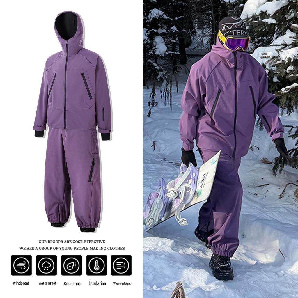 2026 American Snow Town Men's & Women's Waterproof Ski Suit Set - Warm, Niche Outdoor Snowsuit for Snowboarding & Skiing
