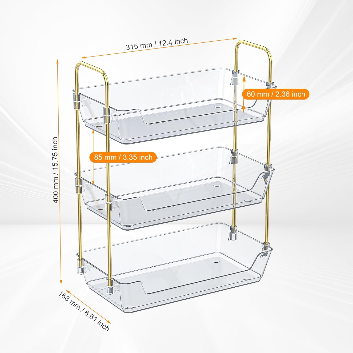 3-Tier Bathroom Organizer Countertop – Makeup, Perfume, and Skincare Storage Tray for Bathroom, Dresser, and Vanity