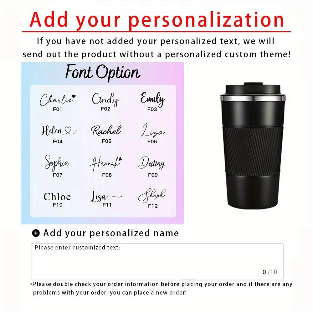 Insulated Travel Coffee Mug, Customizable Portable To Go Camping Stainless Steel Coffee Cup with Lid, for Hot & Cold Drinks