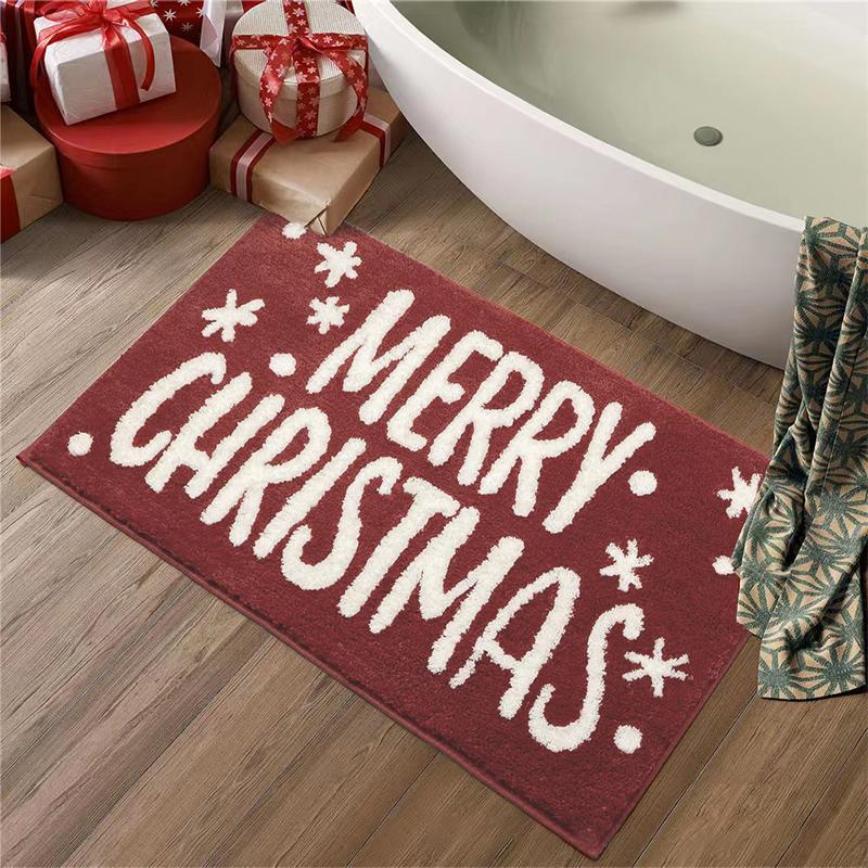Christmas Carpet Door Merry Christmas Mat Festival Welcome Entrance Mat Home Navidad Xmas New Year Decor Toilet Anti Slip Mat