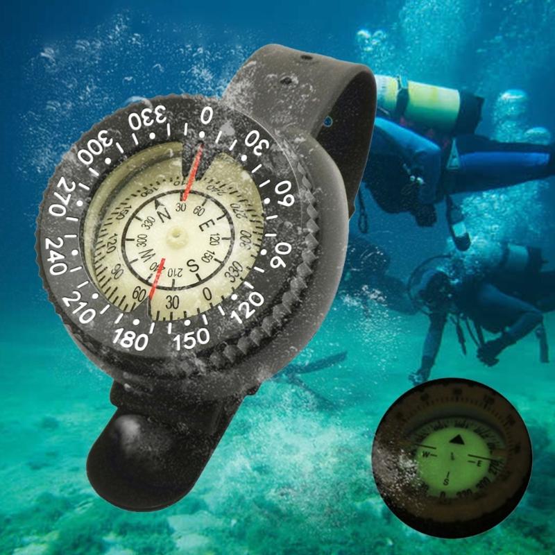 Diving Sighting Wrist Compasses Adjustable Wrist Strap Type Compasses Luminously Dials Compasses for Camping Hiking
