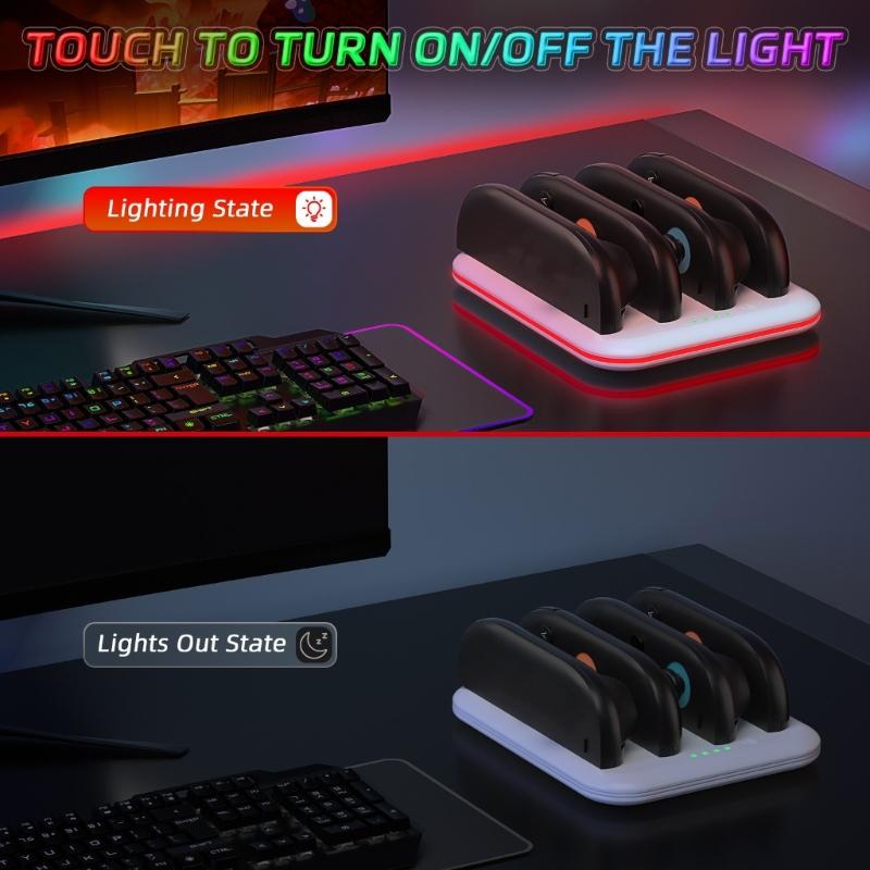 Controller-Ladestation Basis Gleichzeitiges Laden Geeignet für 4 Geräte Intelligente LED-Anzeigen und rutschfeste Basis