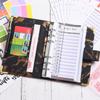 A6 Budget Planner Notebook Marble Pattern Leather PU Leather Journal Binder Refillable