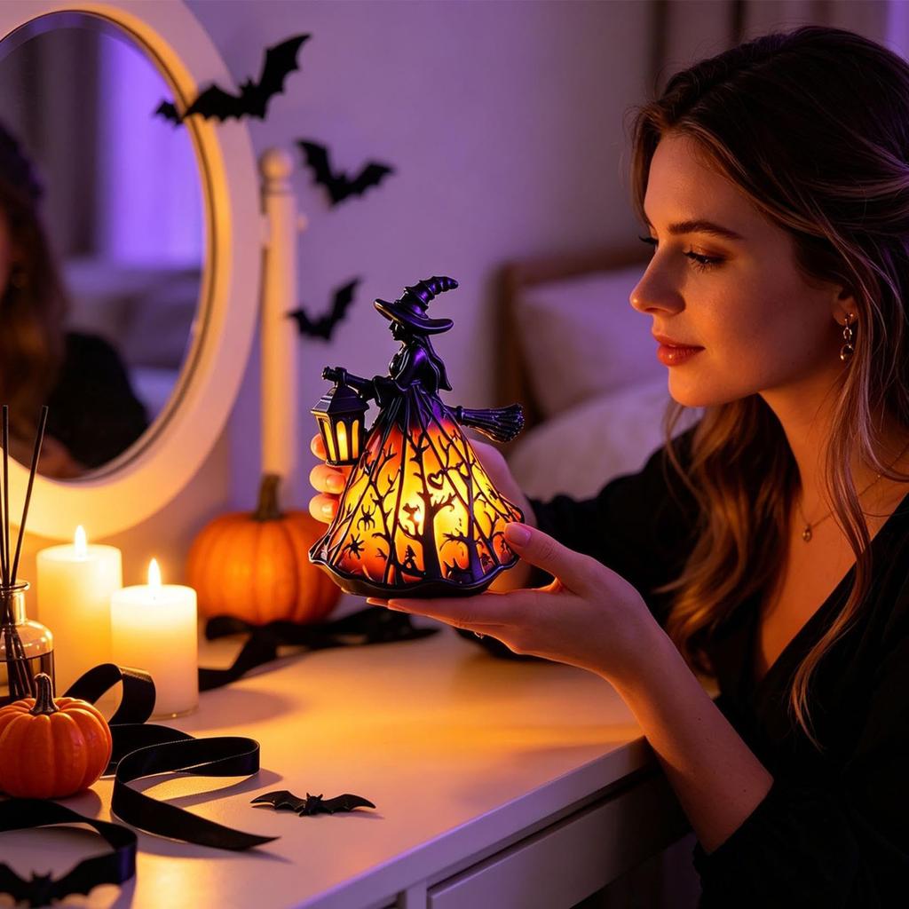 Halloween Witch Gothic Home Decor Battery Operated Tabletop Decoration for Indoor Use