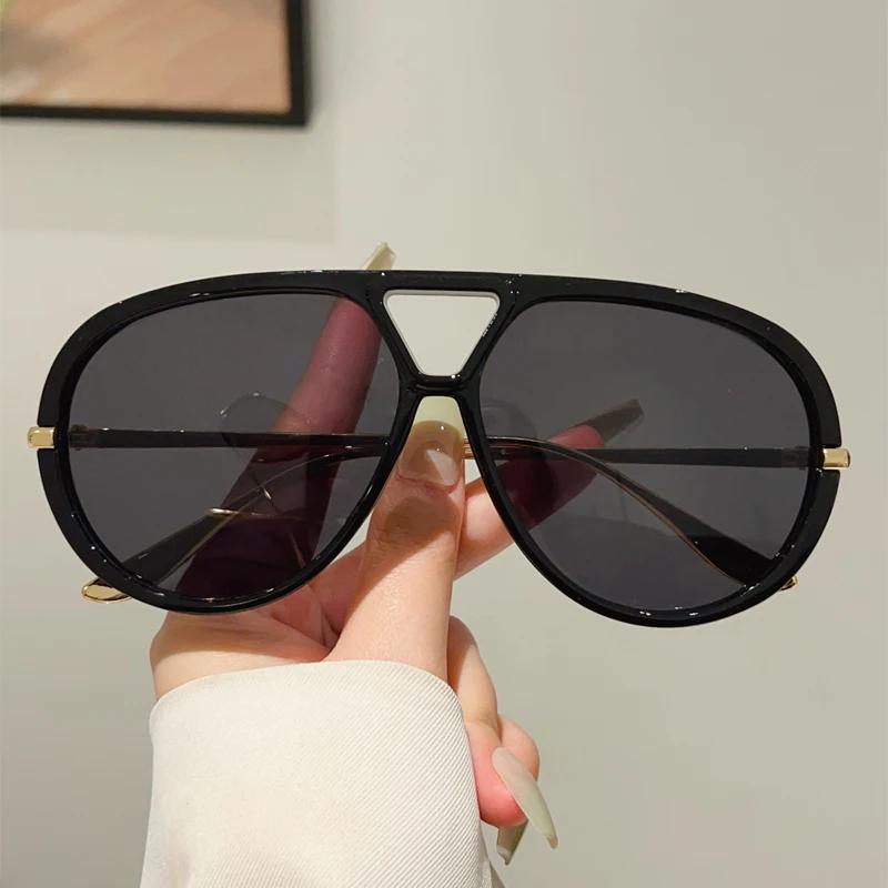 Oversized Pilot Sunglasses New in Vintage Double Bridge Sun Glasses Women Trendy Luxury Brand Design Outdoor Shades