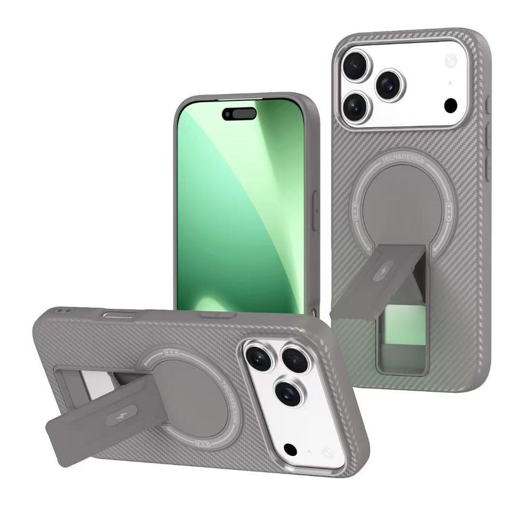 Luxury Invisible Stand Magnetic Case for iPhone 17 16 15 14 Plus 12 13 Pro Max Hard Anti fall Matte Back Case for Magsafe Cover
