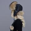 Woman Natural Raccoon Fox Fur Bomber Hats Fluffy Winter Warm Windproof Russian Earflaps Trapper Hat