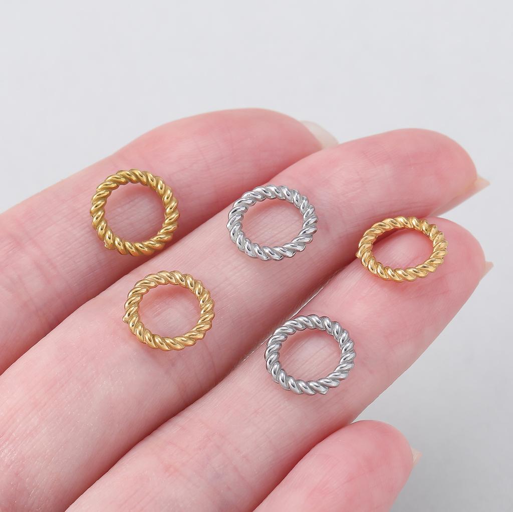 10Pcs Stainless Steel Twist Rope Circle Connector Closed Jump Rings Split Ring For Necklace Bracelets Jewelry Making Accessories
