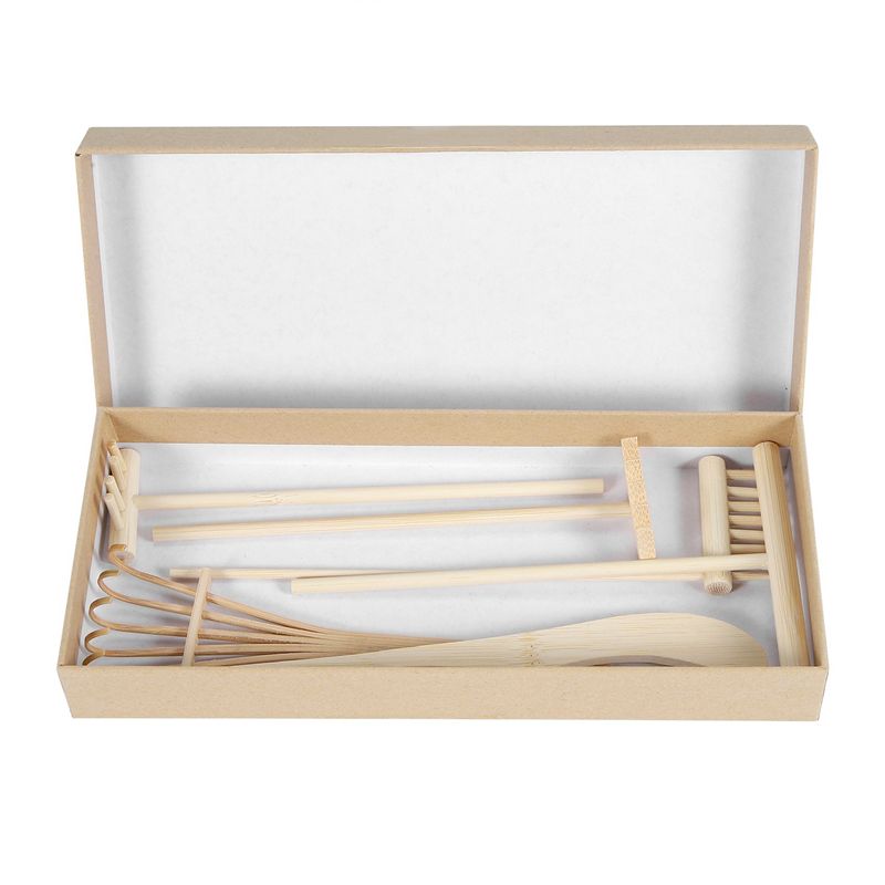 Good-Mini Japanese Zen Garden Rake Bamboo Tool Set, Wooden Sandbox Sand Play Therapy Kit For Spiritual Peace Meditation