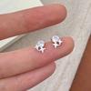 S925 versilberte Ohrstecker einzigartiges Design Stern Zirkon Ohrringe weibliche Kunst kleine frische Hafen Wind Set Diamant Vier Stern Ohrstecker