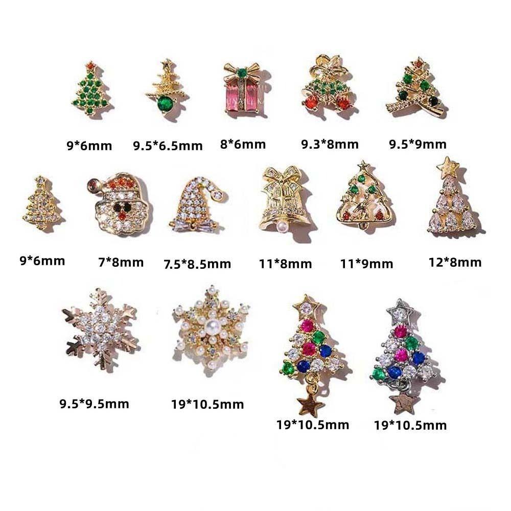 Tree 3D Nail Jewelry Snowflake Nail Rhinestones Christmas Nail Decorations Christmas Nail Drills