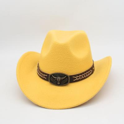 New Bull Head Decorative Western Cowboy Hat Autumn And Winter Woolen Top Hat Men And Women Horseback Riding European And American Cross-Border Classic