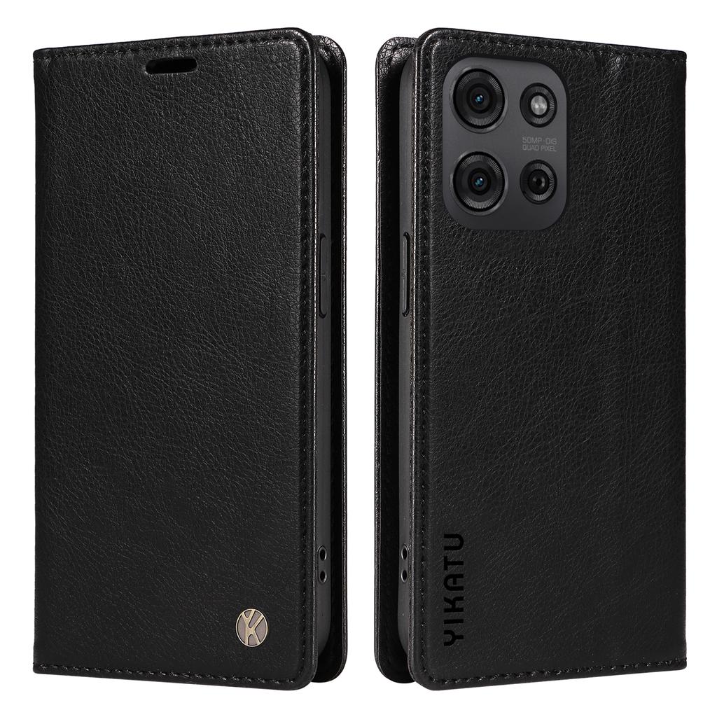 YIKATU YK-006 For Motorola Moto G75 5G Case Magnetic Closure Leather Phone Cover Litchi Texture