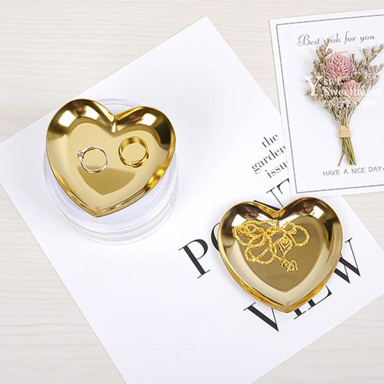 Easy To Clean Smooth Surface Durable Shiny Heart Shape Jewelry Holder Anti-deform Organizer Tea Tray