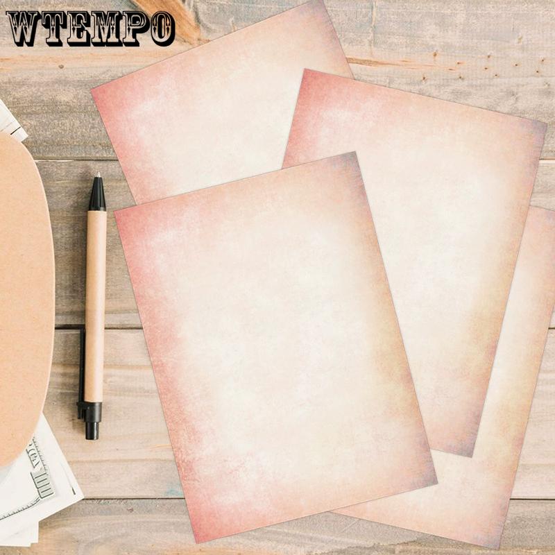 WTEMPO Carta Bianca da Scrittura/Disegno Vintage Carta da Cancelleria Spessa Bicolore Carta da Stampa Retrò Carta Intestazione Fai-da-Te per Inviti Origami Artigianato