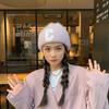 Knit Beanie Hat Angora Rabbit Hair Double Fold Letter C Rhinestone Winter Warm Soft Conical Skullcap Women