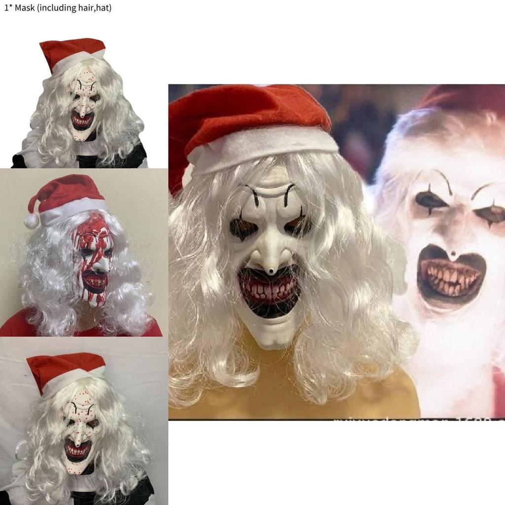 2024 Terrifier 3 Mask Disturbing Black And White Killer Clown Costume Latex Mask