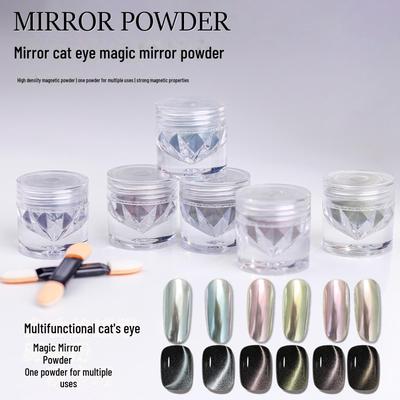 Magnetisches Pulver „Cat Eye Moonlight“ in spiegelndem Lila-Silber zum Aufkleben und Einreiben der Nägel – exklusiv im Nagelshop.