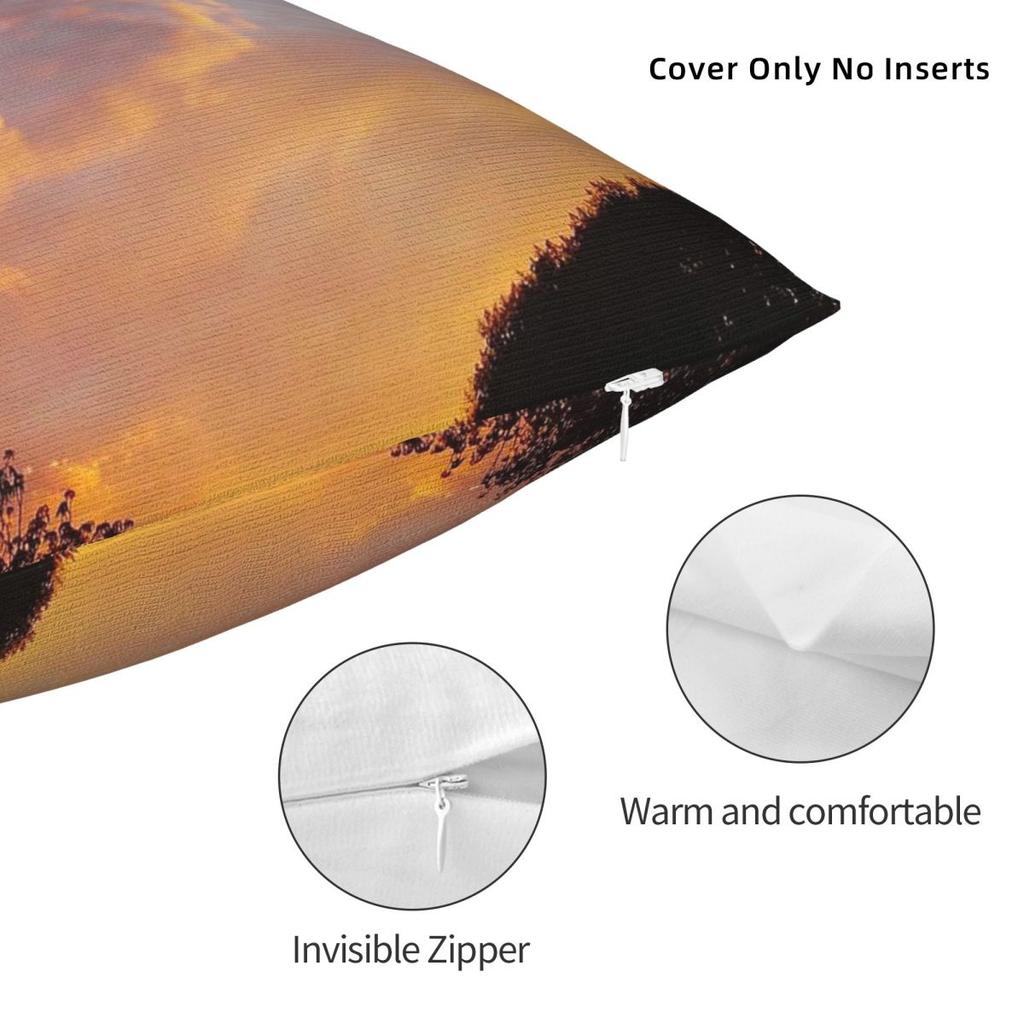 August Sunset Square Pillowcase Polyester Linen Velvet Pattern Zip Decor Room Cushion Cover