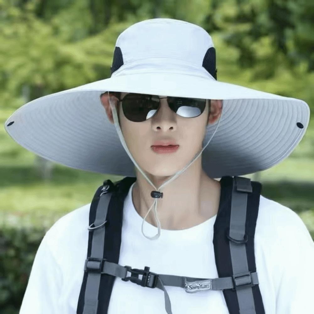

Portable UV Sun Protection Wide Visor Brim Hat 15CM Large Brim Breathable Sun Protection Hat Foldable Bucket Cap Men светло-серый