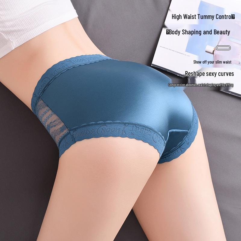 9081 Γυναικείες Αόρατες Αναπνέουσες Δαντελένιες Κιλότες που Ανασηκώνουν τους Γλουτούς - Ψηλόμεσες, Μεγάλα Μεγέθη, Μεταξωτές σαν Πάγος