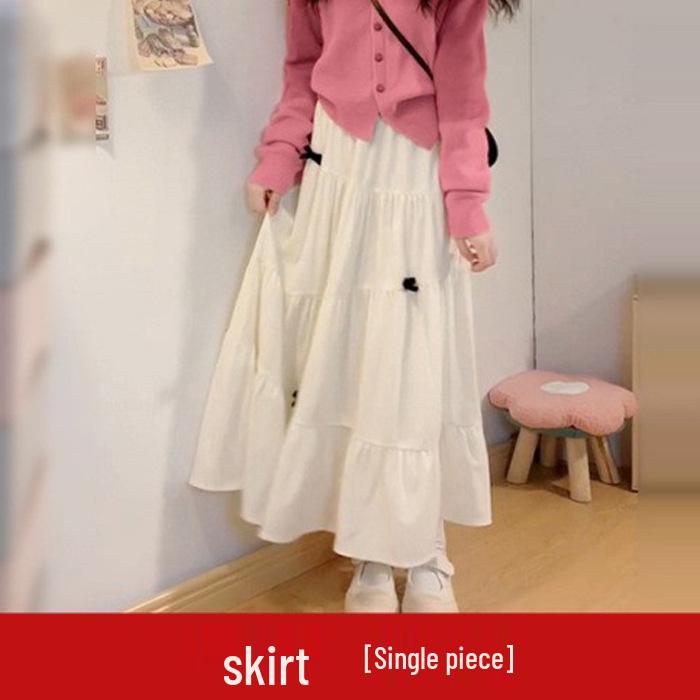 

Elegant French Pink Sweater & Half-Skirt Set for Women - 2026 Spring/Autumn Collection Medium