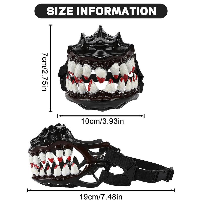 Halloween Dog Muzzle Spooky Prop Creepy Dog Costume with Large Teeth Hilarious Dog Muzzle Anti-Bite Werewolf Dog Muzzle