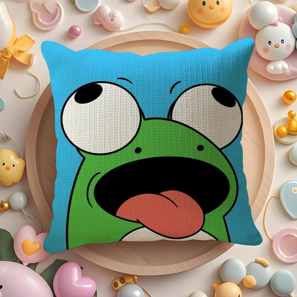 Funny Cute Frog Print Pillow Cover, Machine Washable, Bedroom Pillowcase