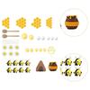 Birthday Cake Topper Bee Theme Multicolor Clay Honeycomb Daisy Ball Insert Decorations for Children's Party