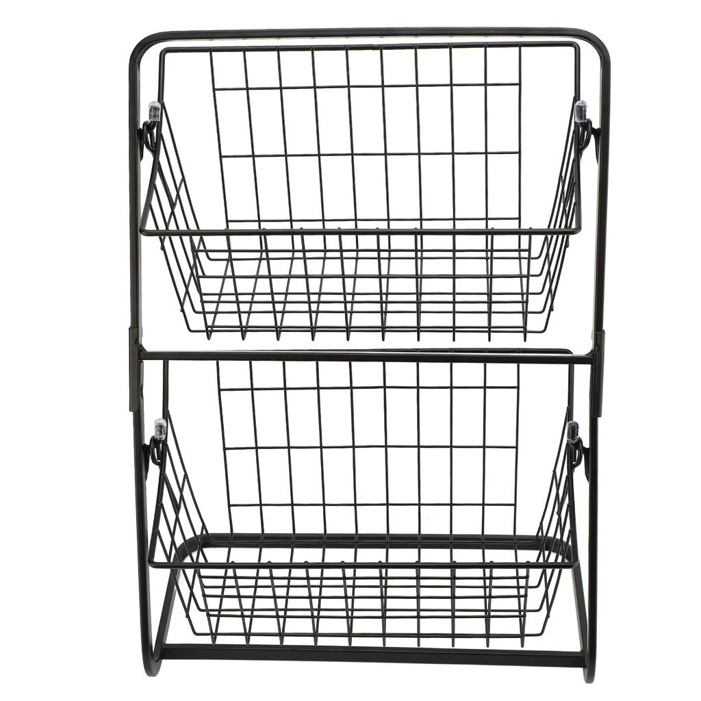 Coș de Depozitare Fructe Bucătărie Multifuncțional Oțel Carbon Plasă Design Gol 2 Nivele Bol Coș de Fructe pentru Blatul Bucătăriei