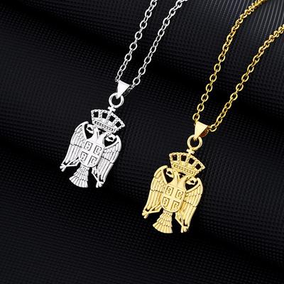 Trendy Serbian Eagle Pendant Necklace - European & American Ethnic Style