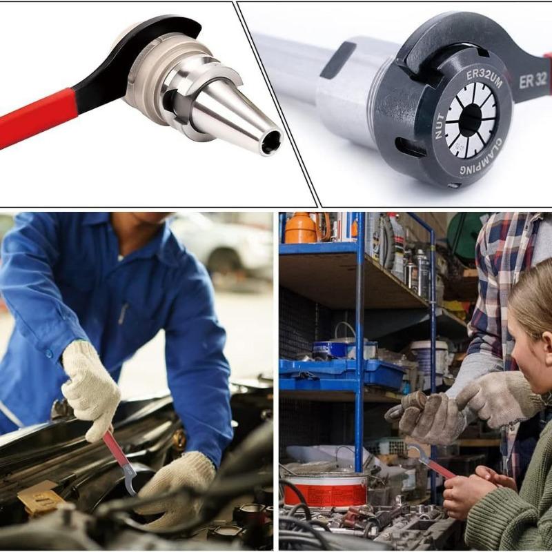 5pcs Hook Wrenches Tools Set C-Shape Spanner Anti Slip Half Moon Wrench Motorcycle Car Repair Shock Djustment Spanner Hand Tool