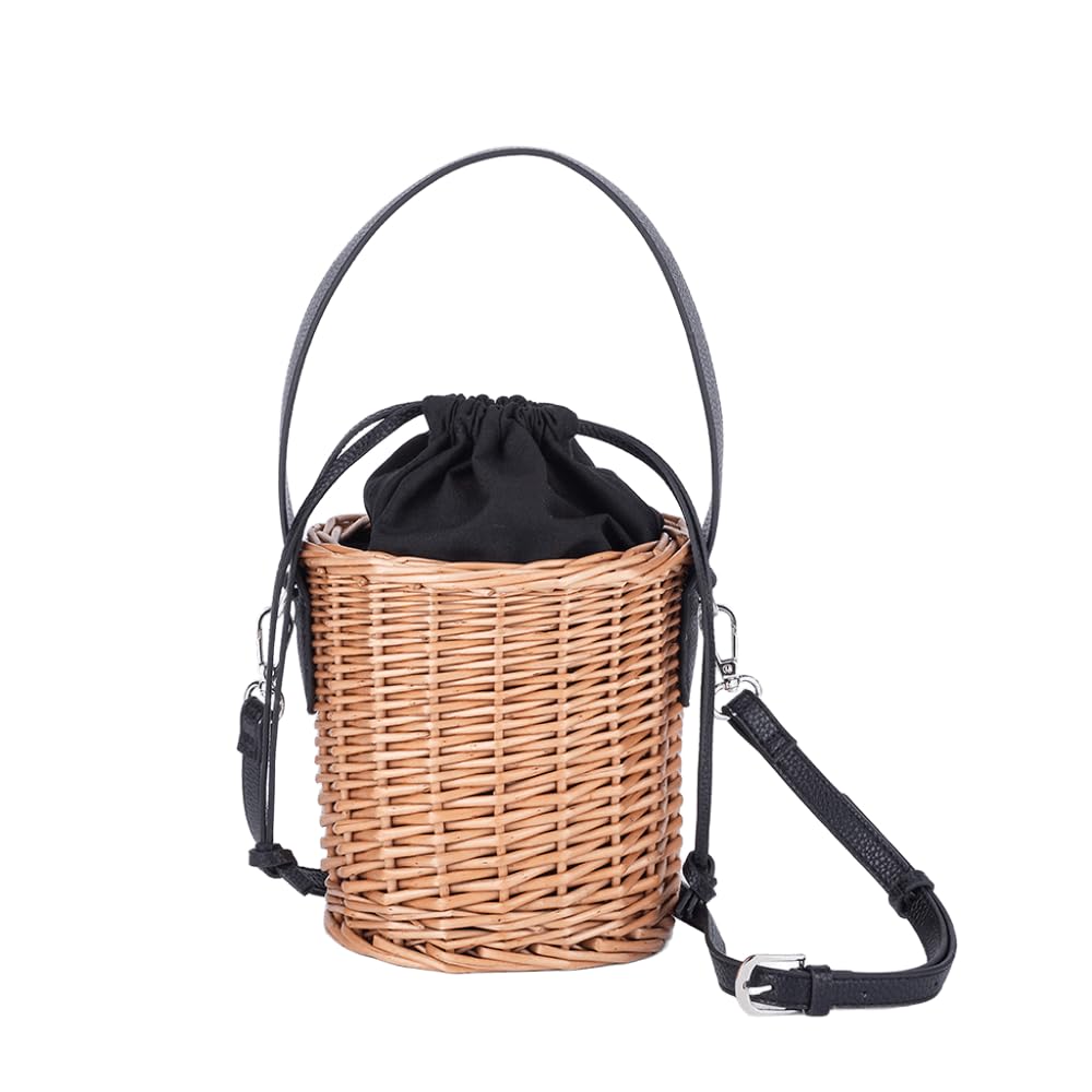 Finissage Calm Cylinder Basket Shoulder Basket Black Bag, Bag, Summer, Yukata, Women's, Adult, Tote,