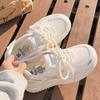 Women Summer Breathable Mesh Hollow Out Thick Sole Casual Platform White Sneakers