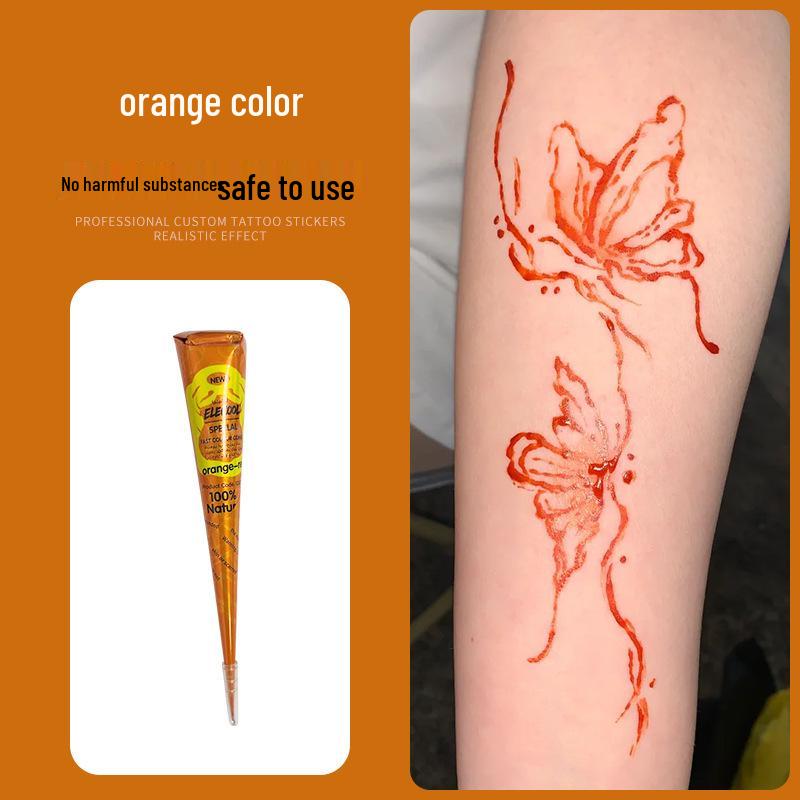 Plant-Based Hand-Painted Henna Tattoo Paste for Stencil Use