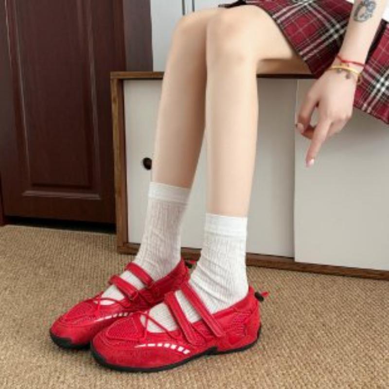 Fashion 2025 New Soft-soled Non-slip Single Shoes Mesh Breathable Casual Women's Sports Mary Jane Shoes