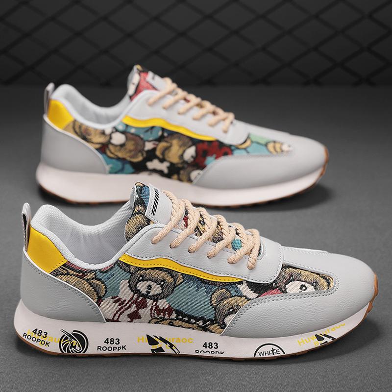 

Sneakers Casual Mens Soft Sole Retro Running Shoes Fashion Microfiber Leather Fabric Upper Height Increased Flat Platform Shoes 42