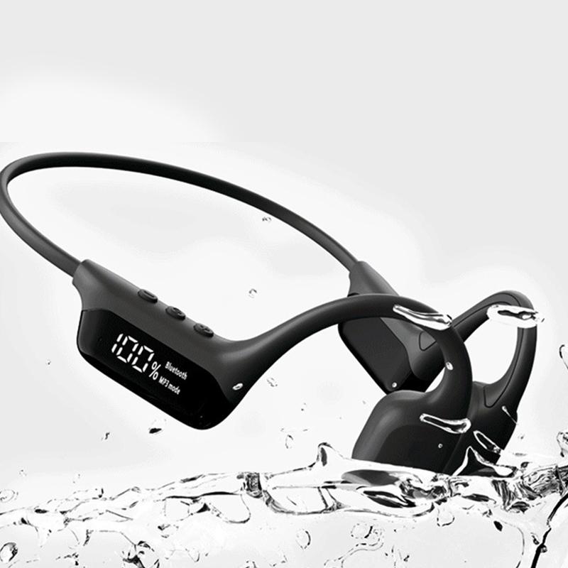 Wireless Ipx8 Waterproof Bone Conduction Headphone With 32G For Swimming Sporters Ear-Hook Open Ear Earphone Led Display Screen