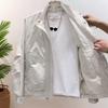 2025 Men's Trendy Stand-Up Collar Jacket: Solid Color Casual Versatile Black Outerwear