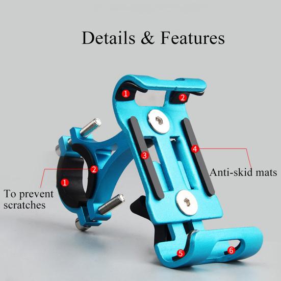 Suporte Universal de Alumínio Antiderrapante para Guidão de Motocicleta, Bicicleta, Moto