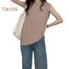 Women Summer T-shirt Round Neck Cap Sleeve Solid Color Tee Shirt Solid Color Loose Fit Casual Tops Daily Wear