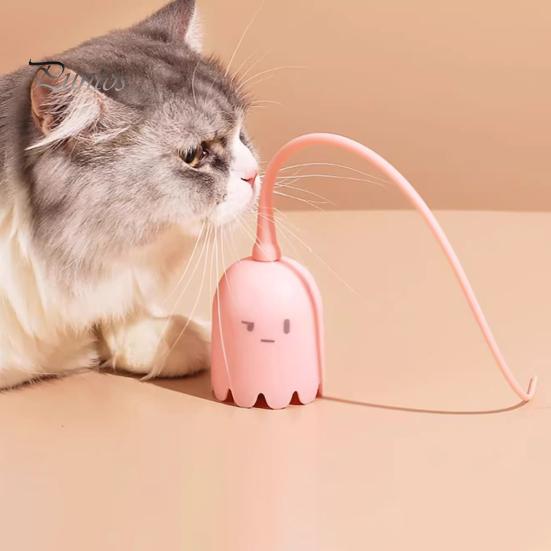 Automatic Silicone Tail Teaser Toy Electric Swirling Tail Interactive Self-Amusing Mood-Boosting Teasing Stick Prevents Boredom Cat Wand Toy