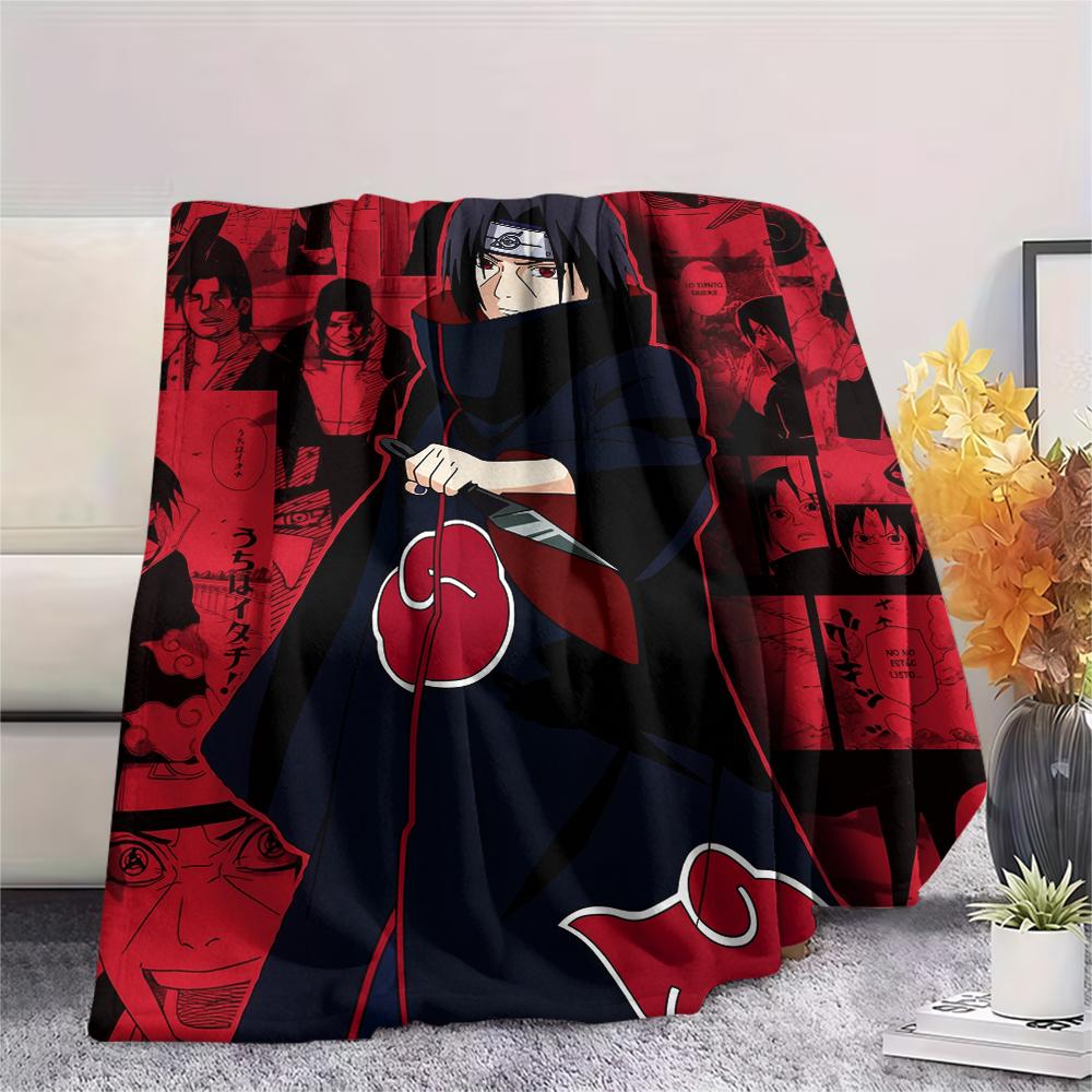 Naruto Anime Itachi Uchiha Pattern Flannel Blanket, High Quality Comfortable for All Seasons, Home Decor, Warmth and Comfort, Perfect for Gifts.