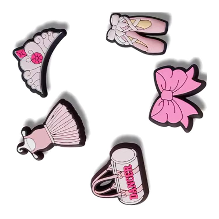Crocs Ballet 5-Piece PVC Shoe Accessories Unisex Couple Pink